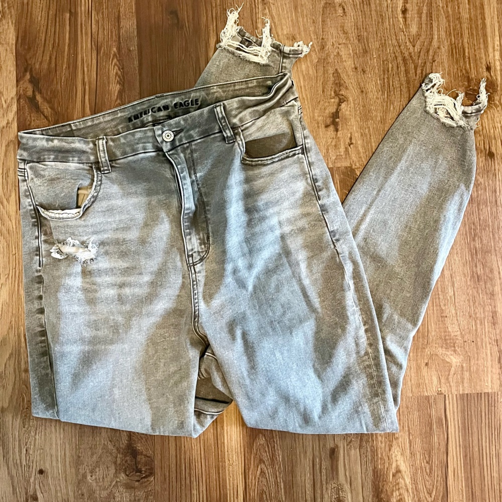 Distressed Gray Jeans